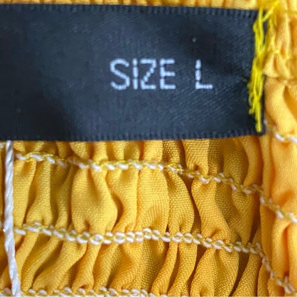 CBR Ruched Pleated Halter Mini Dress Yellow Womens Size Large NWT New - Picture 4 of 5